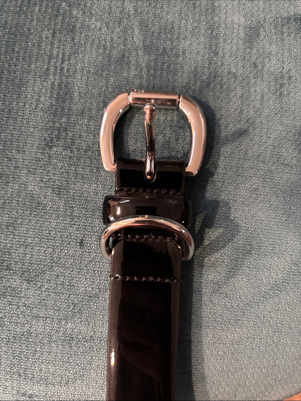 Lauren Ralph Lauren Black Patent Belt with Orange Interior XL 45” - Picture 5 of 5